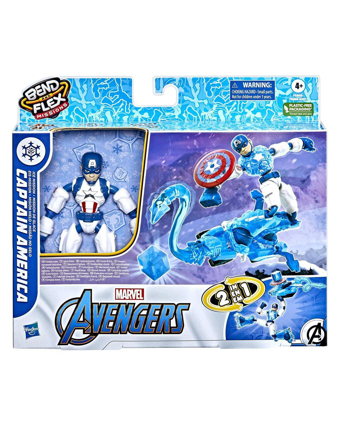 Avengers Bend and Flex 6 Inch Figure & Vehicle 2-in-1 Ice Mission Captain America