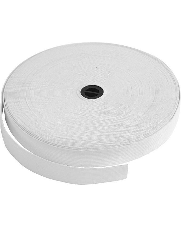 Elastikbånd Brede 20 mm - Hvid - Pr. meter