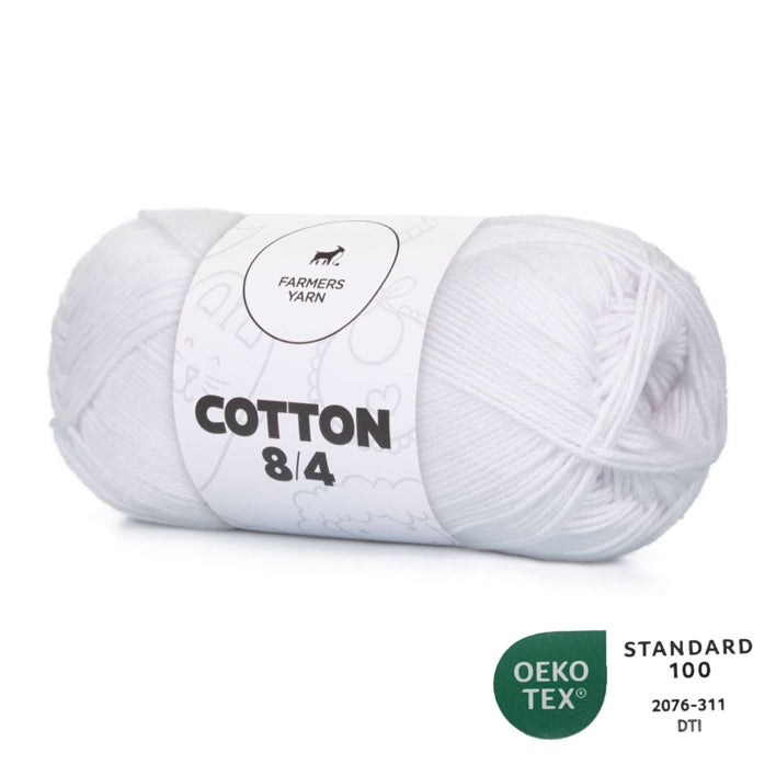 Bomuld garn Farmers Yarn fv. 20 Kridhvid 8/4 50 g - OEKO TEX 100