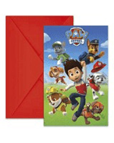 Paw Patrol invitations with envelopes 6 pcs.