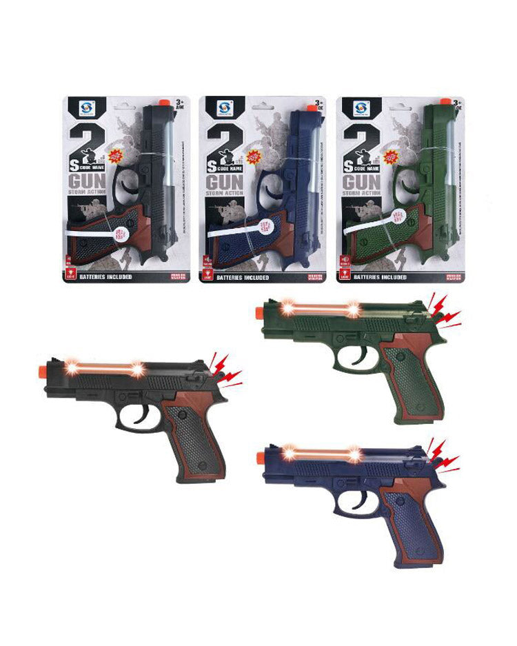 Pistol med lys og lyd 22cm 1 stk