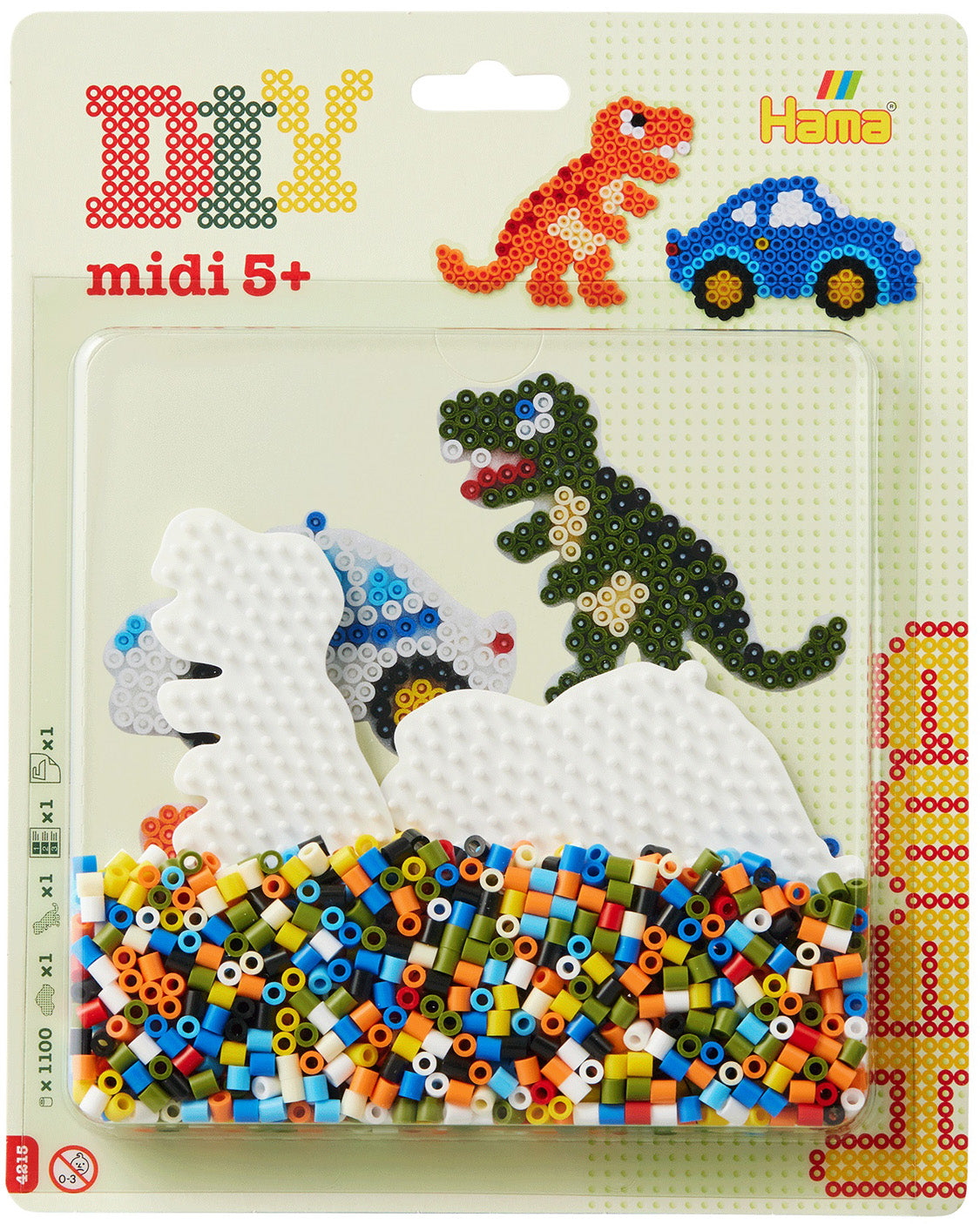 Hama midi bil og dino