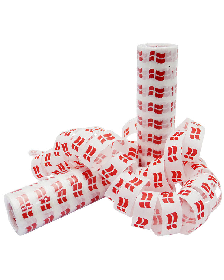 Serpentiner 2 ruller - Hvid med flag