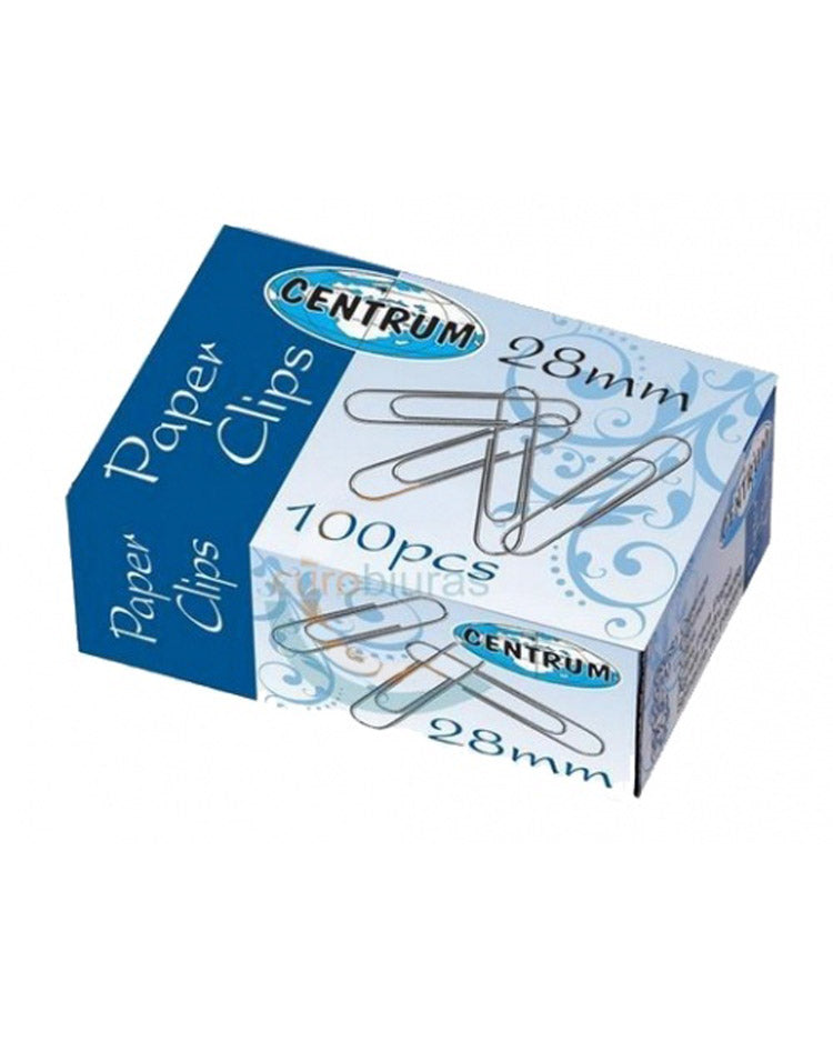 Papirclips 28mm metal 100 stk blanke