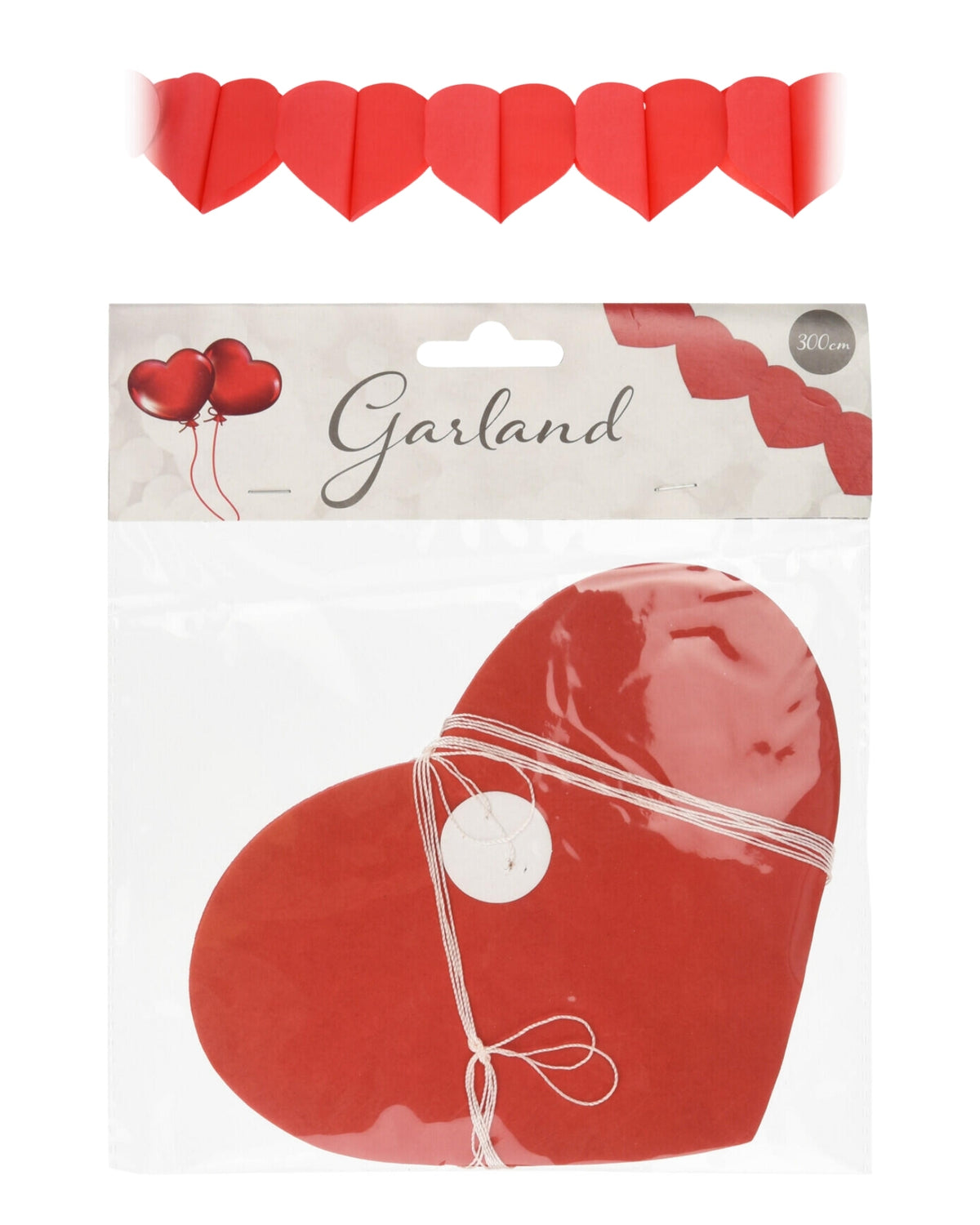 Paper garland with hearts 3 meters