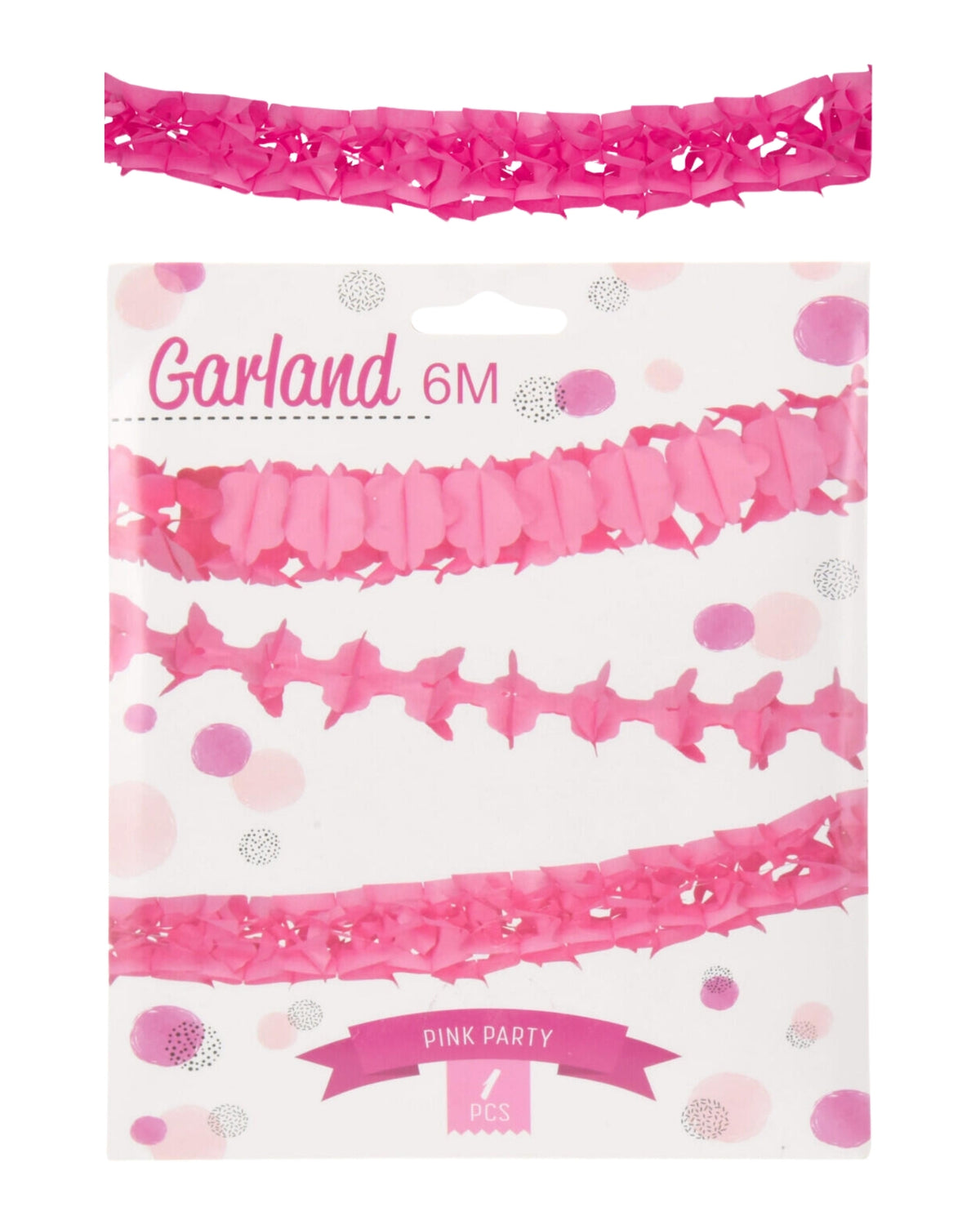 Guirlande i papir 6 meter i pink 1 stk