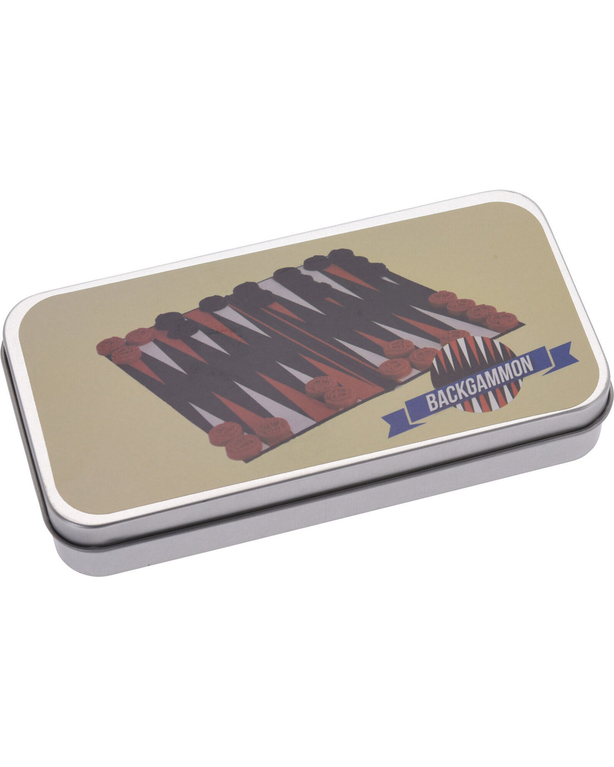 Rejsespil i metal æske - Backgammon