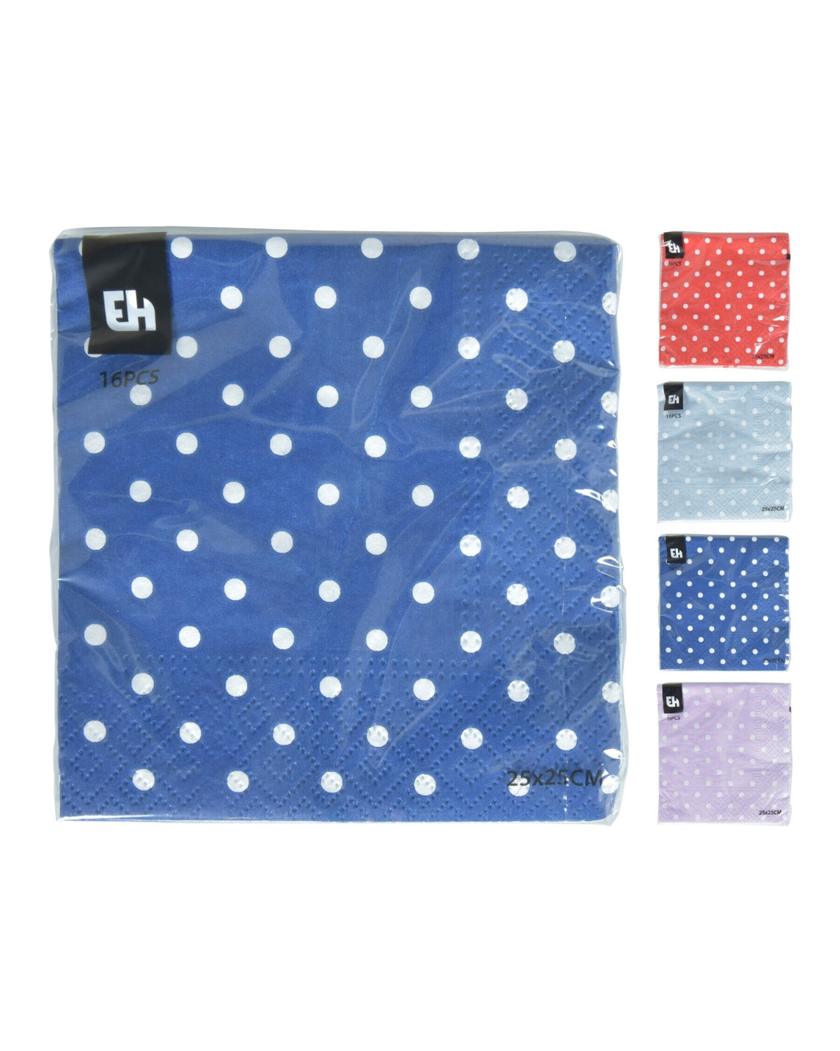 Servietter 25x25cm 16stk 1 pakke - Blå, Grøn, Lilla, eller Rød