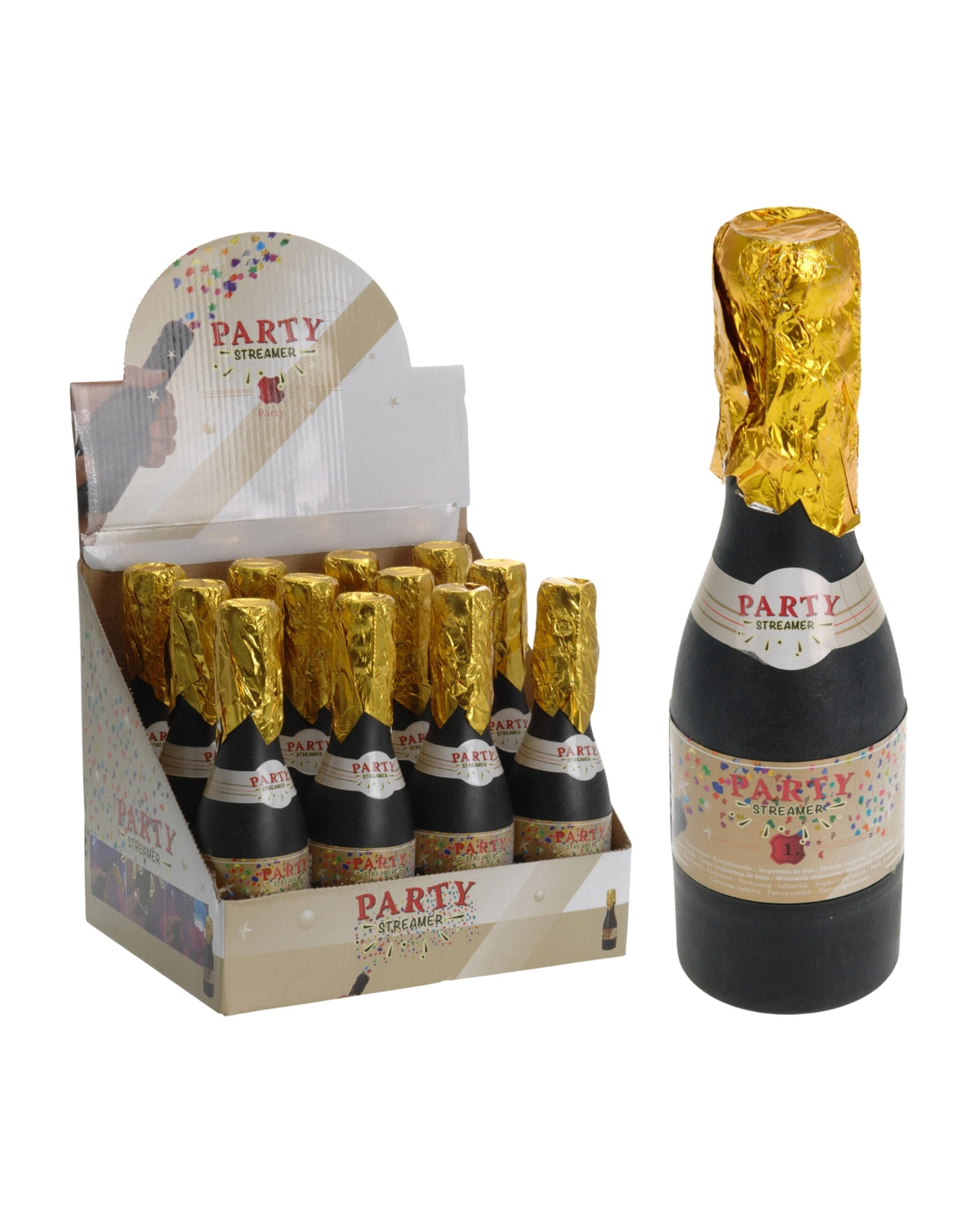 Konfetti kanon som Champagne flaske 20cm 1stk