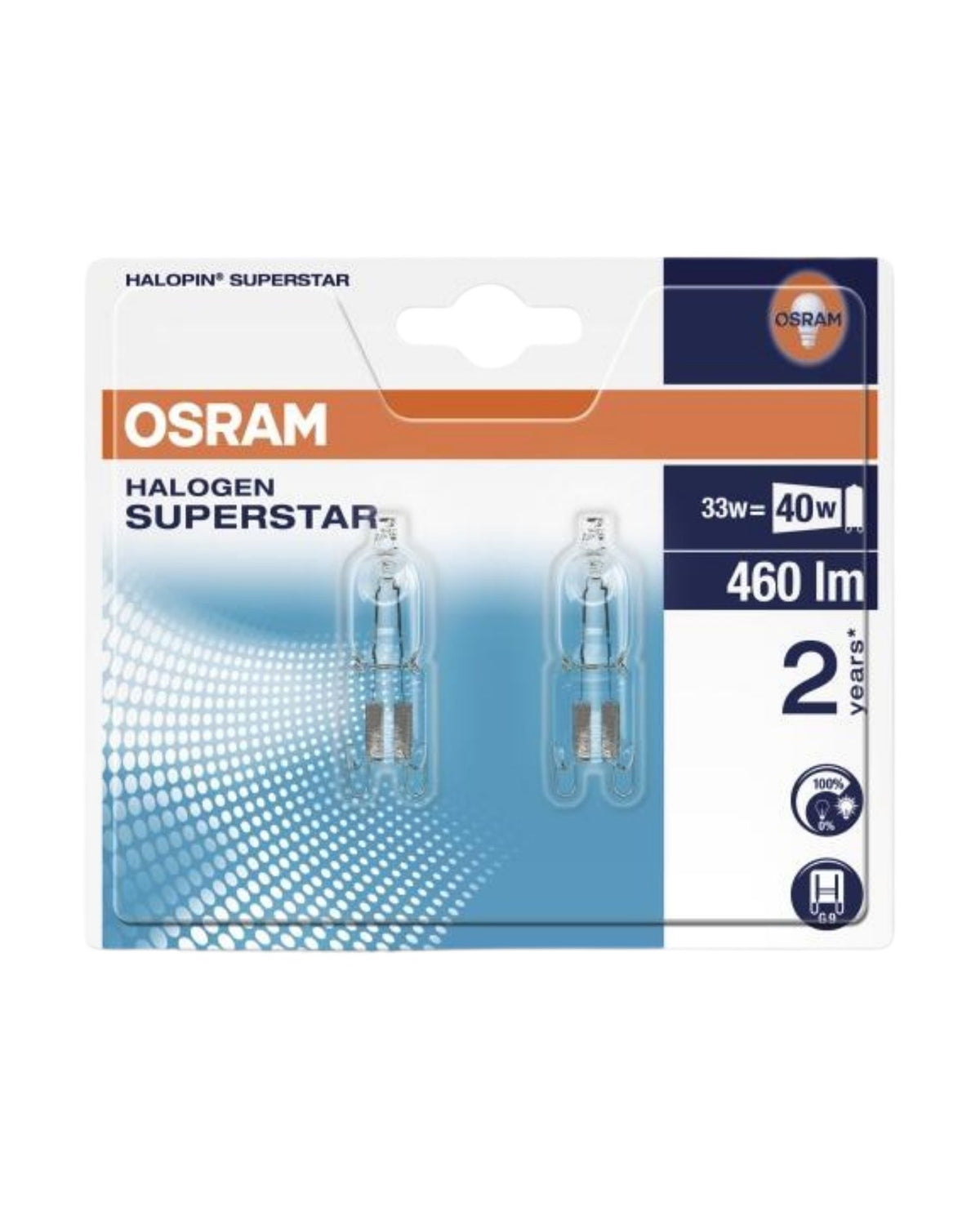 Halogen stifter 230V G9 35W klar 2-pk