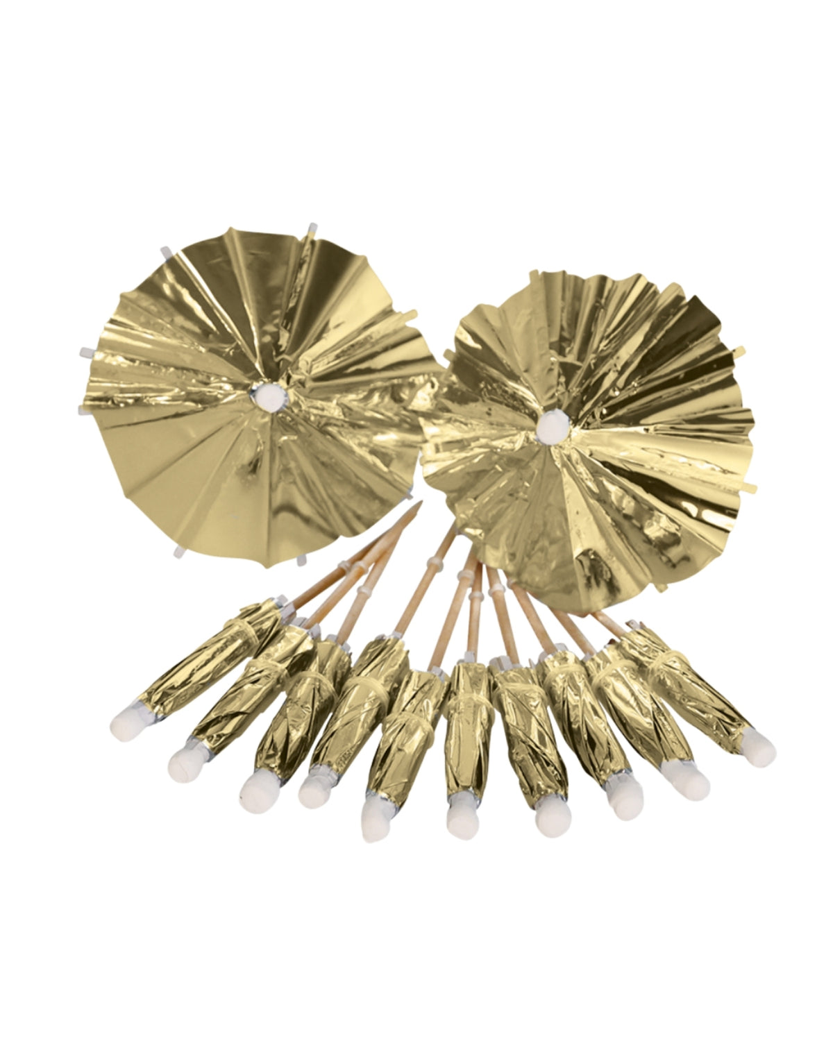 Parasol 10 cm in gold 12 pcs.