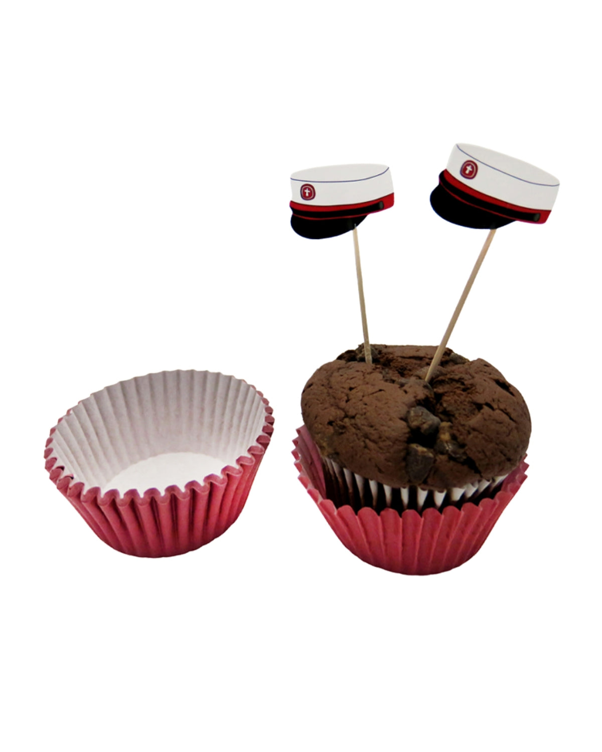 Muffin tins with sticks 24pcs of each - red