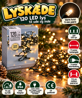 Lyskæde 120 LED lys udendørs / indendørs - Varm hvid