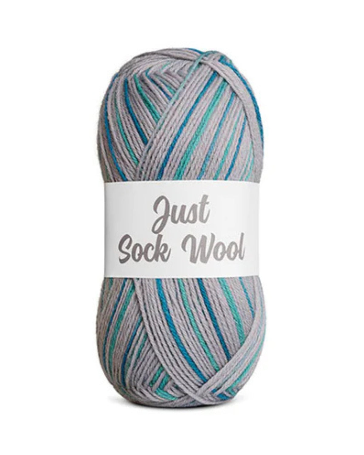 Just Sock Wool 50g - Fv.2 Lysegrå/Petroleum/Tyrkis  - Fra Mayflower