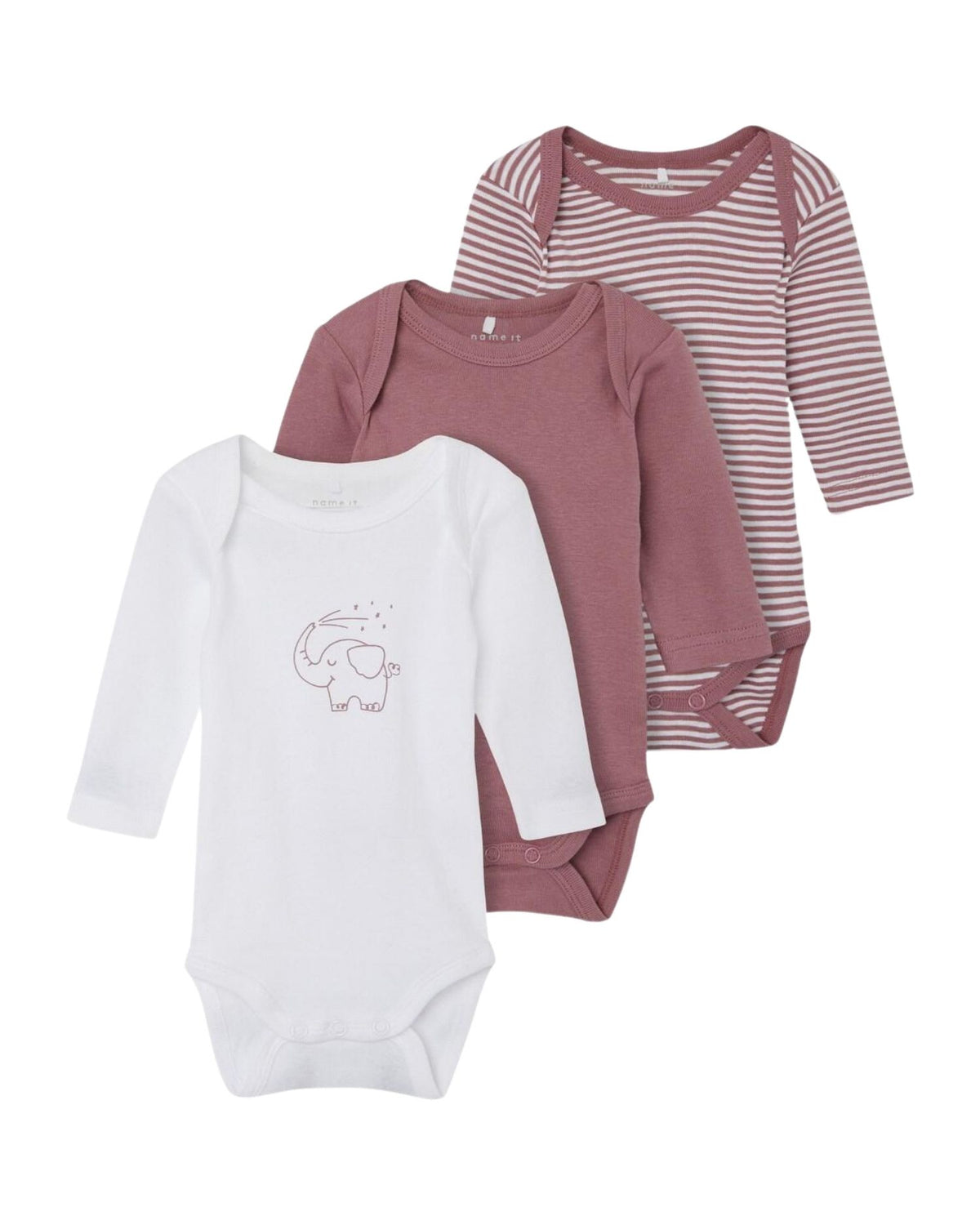 Rosa - mesa rose - name it - 3 pak body med elefant - 13206300