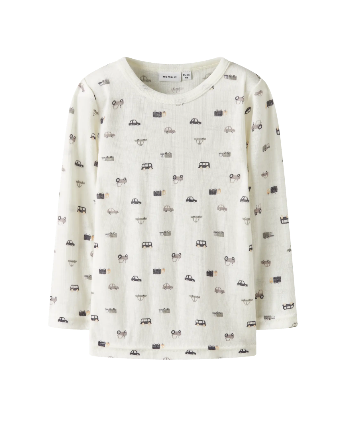 Creme Hvid - Snow white/Small Cars - name it  - uld bluse - 13229014