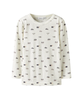Creme Hvid - Snow white/Small Cars - name it  - uld bluse - 13229014