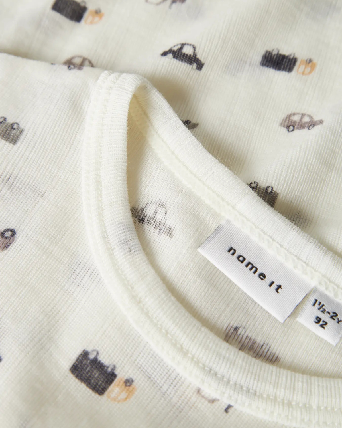 Creme Hvid - Snow white/Small Cars - name it  - uld bluse - 13229014