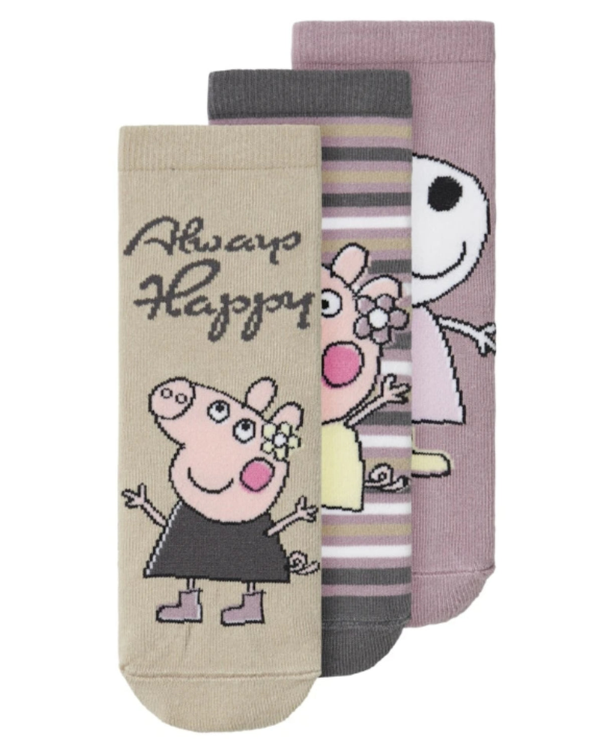 Lilla/Sand - 3pak - Elderberry - Name it - Strømper - Peppa Pig - Gurli Gris - 13238207