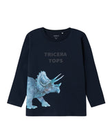 Navy - Dark Sapphire - Name it - long sleeve blouse - dinosaurs - 13239300