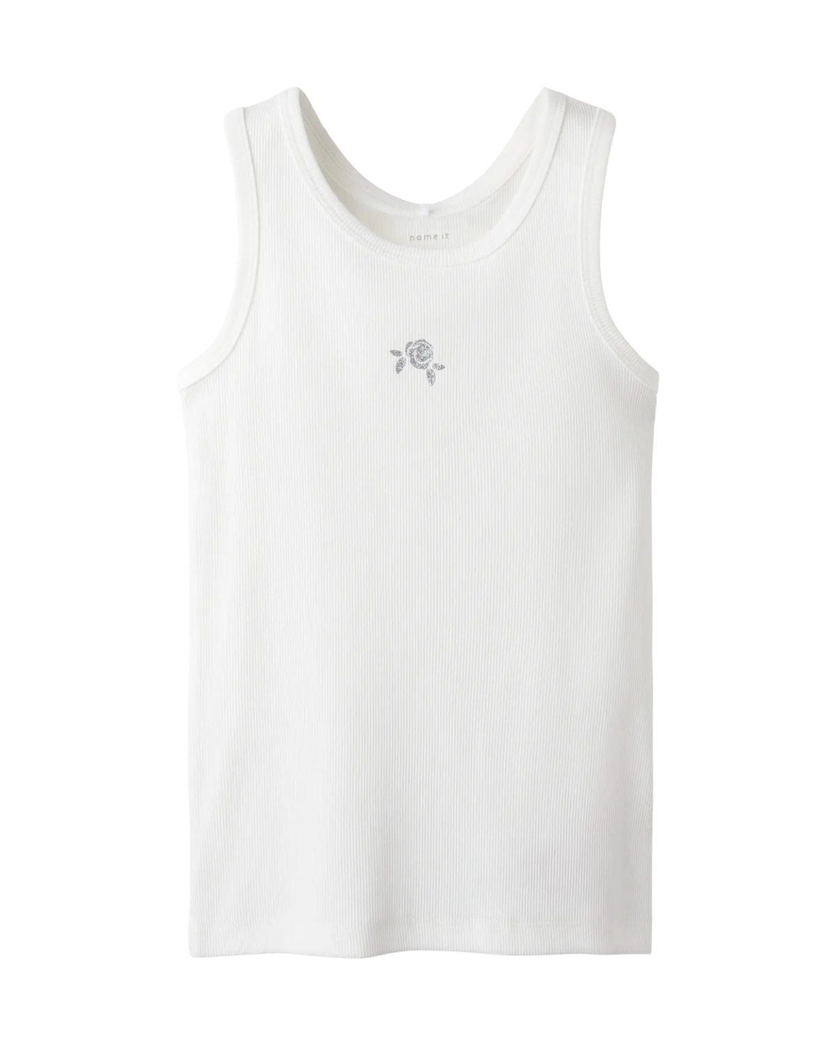 Hvid - Cloud Dancer - Name it - Tank Top - med rose - 13251784