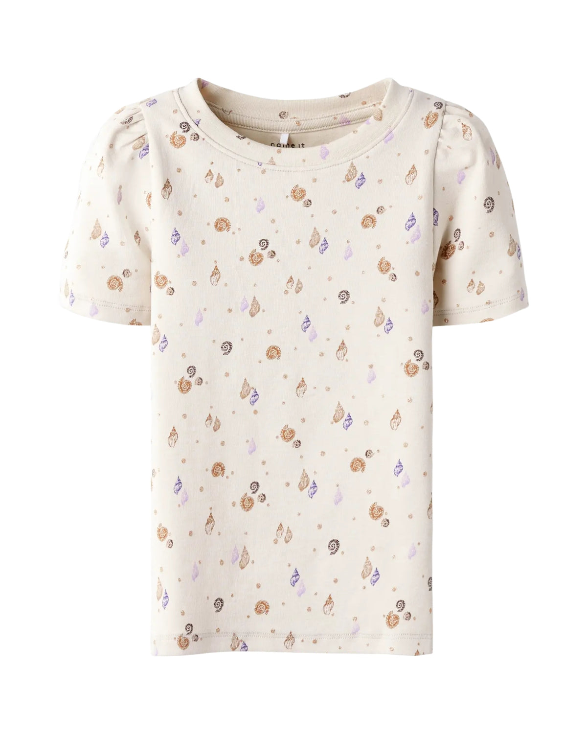 White T-shirt with mussels - Name it - short sleeves - Sandshell - 13251879 