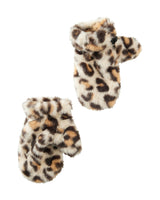 Børnehandsker med leopardprint og blødt teddyfor