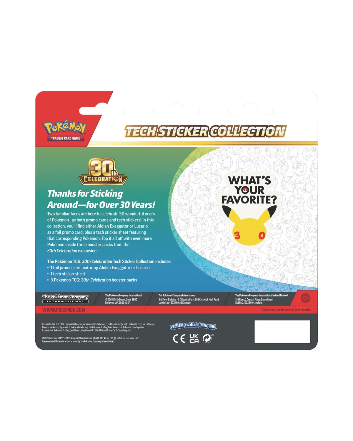 Pokemon Tech Sticker Coll 30th - MAX 1 stk af hver pr kunde - Ekstra forsinket - Leveringsdato ikke kendt  ✨