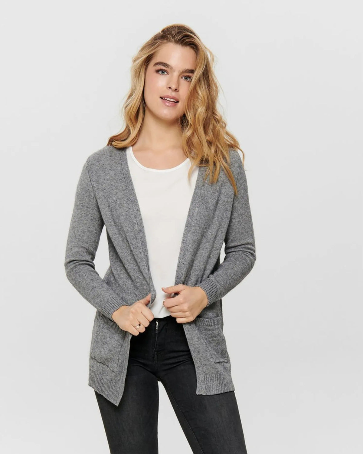 Grå - medium gray melange - Only - strik cardigan - 15174274