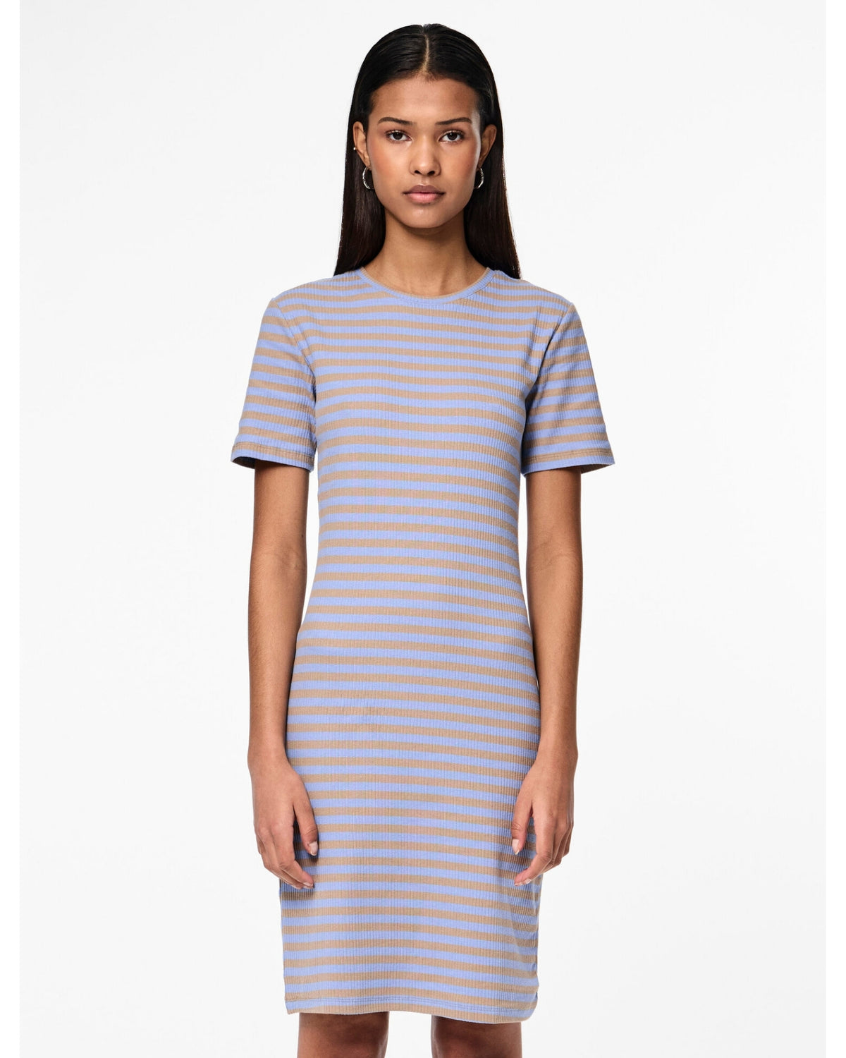 Blue - hydrangea / silver - Pieces rib dress - 17134049