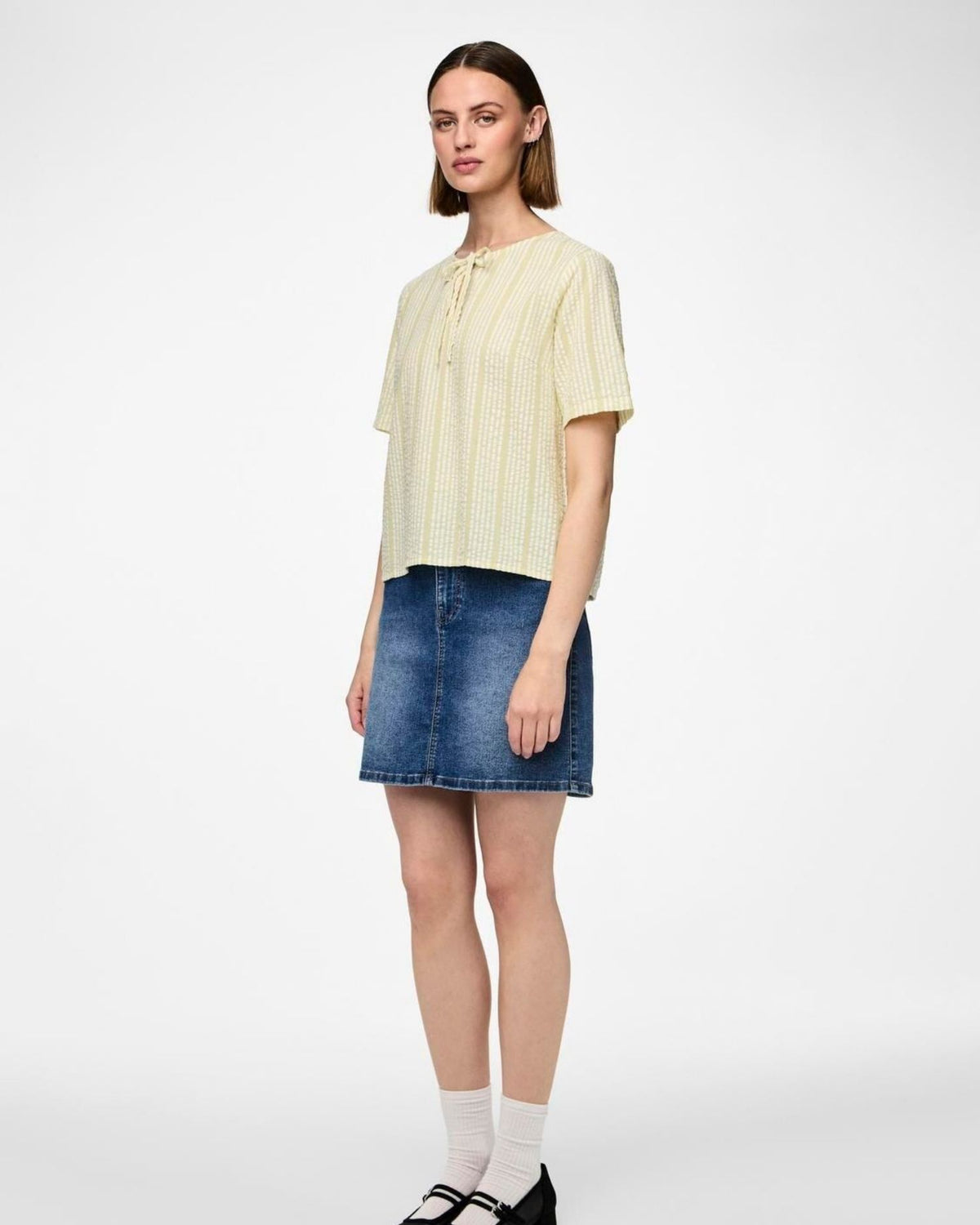 Gul - Pale Banana - Pieces - bluse - striber - 17152070