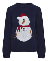 Blue - Marietime blue - PIECES - knitted sweater - snowman - 17152984