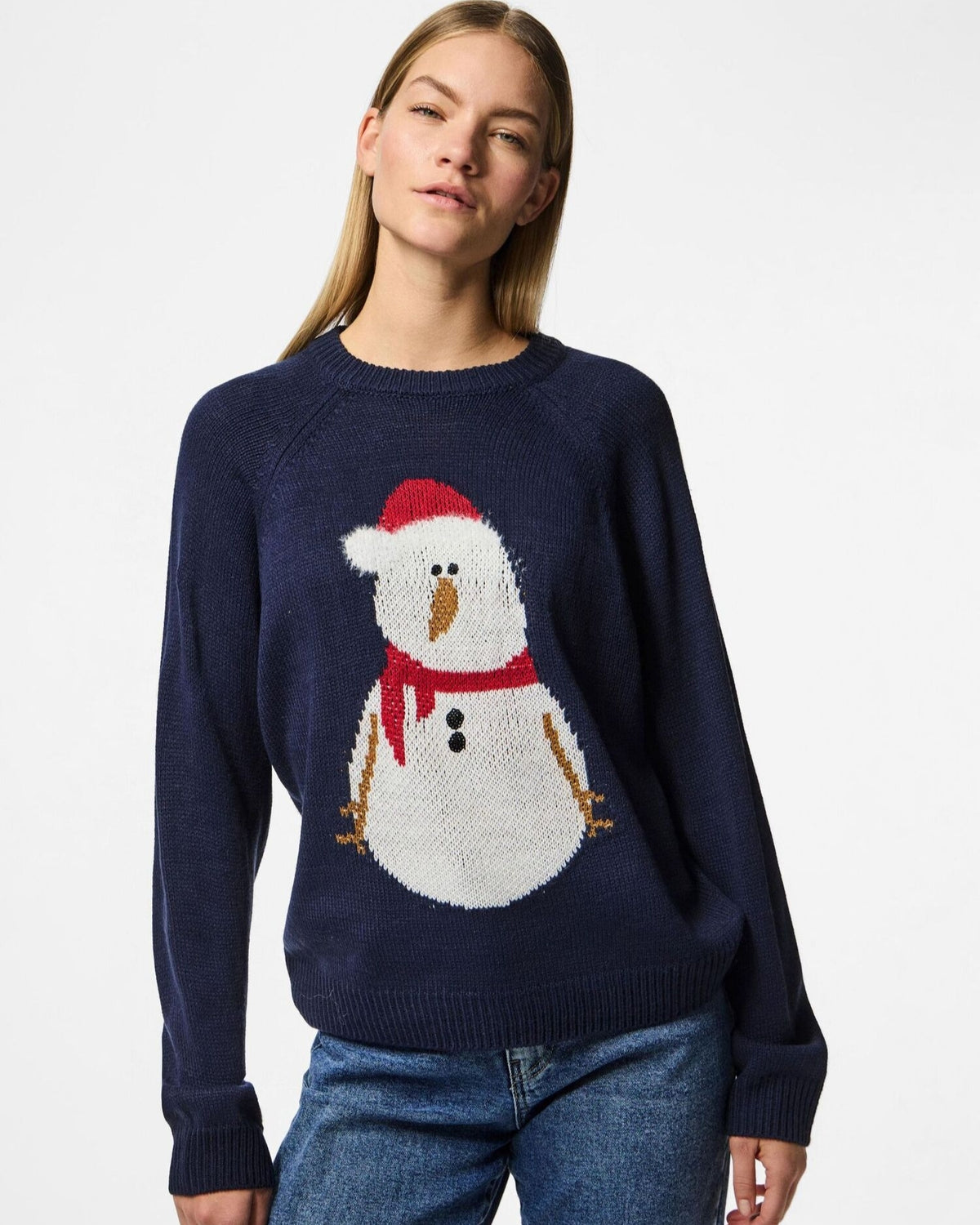 Blue - Marietime blue - PIECES - knitted sweater - snowman - 17152984