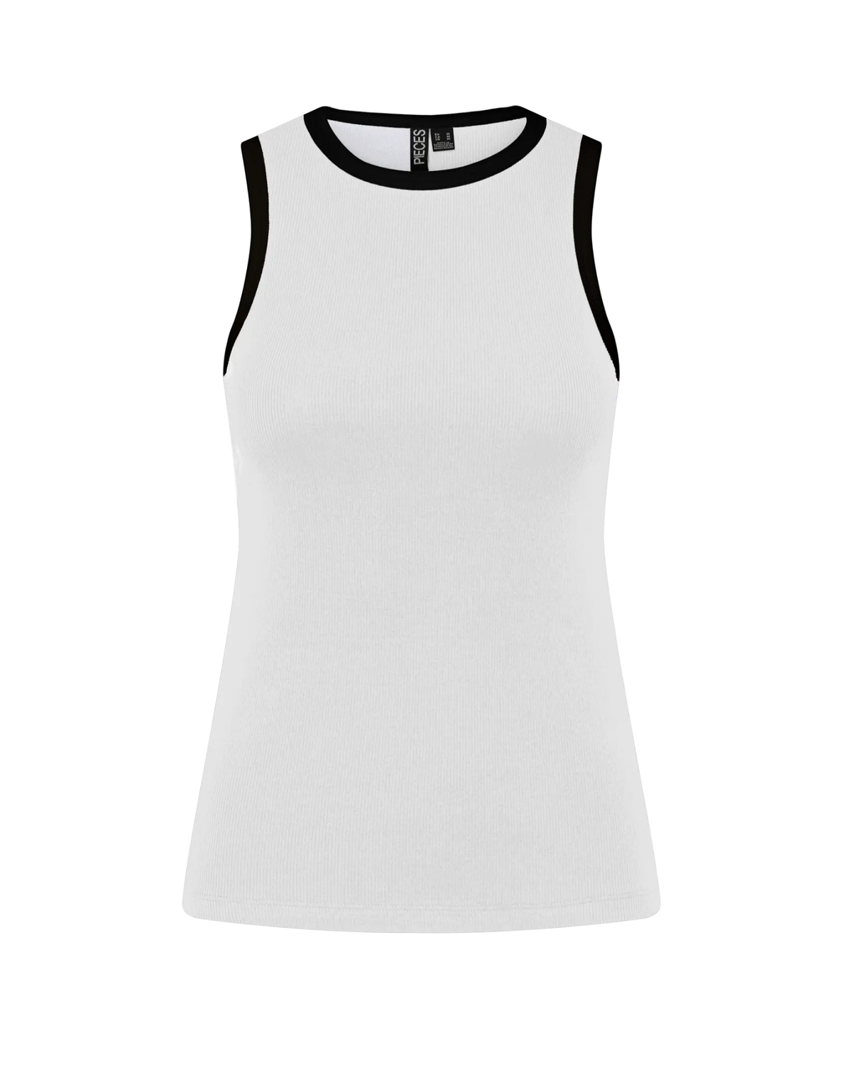 PIECES Bright White BLACK CONTRAST Top - 17154480