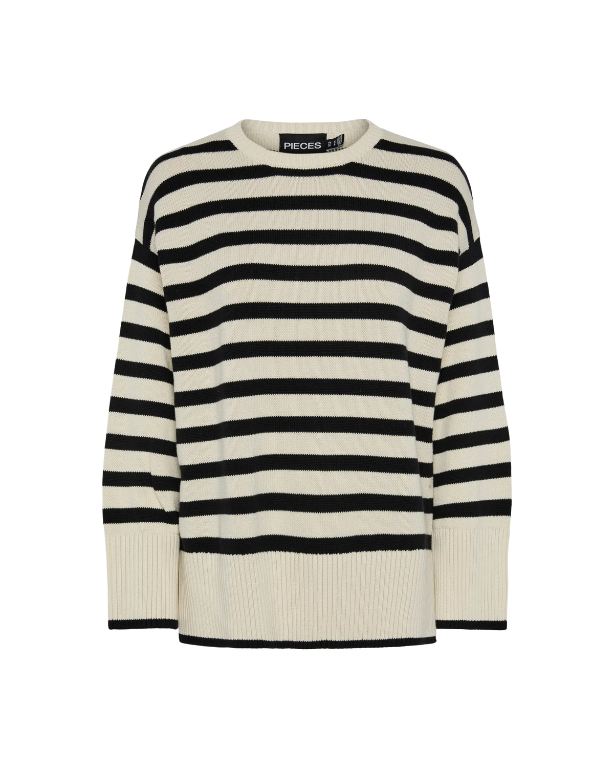 Sand/sort - Birch/Black - Pieces - Striktrøje - 17154521
