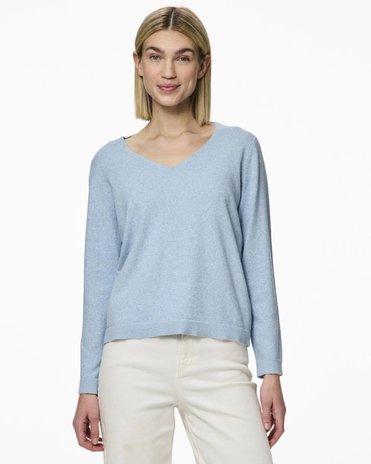 Lyseblå - Cashmere Blue/Melange - Pieces - Striktrøje - 17154974