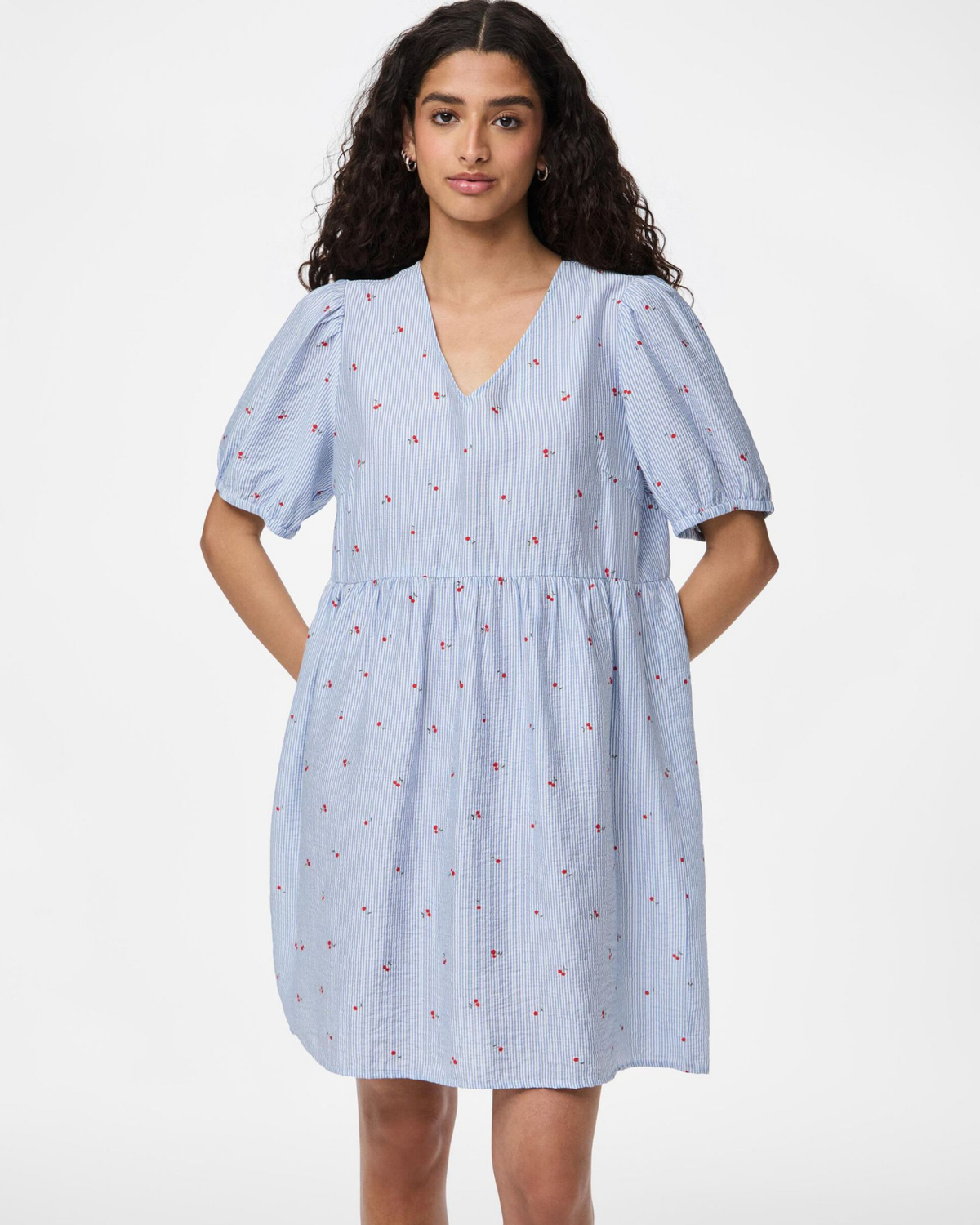 Blue - Lichen Blue - Pieces - Dress - with cherry - 17158859