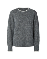 PIECES Medium Grey Melange WHITE CONTRAST Striktrøje - 17158933