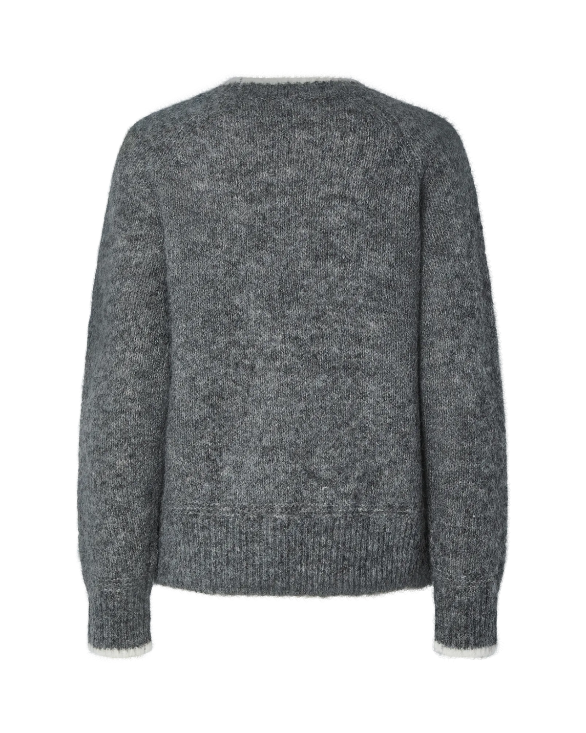 PIECES Medium Grey Melange WHITE CONTRAST Striktrøje - 17158933