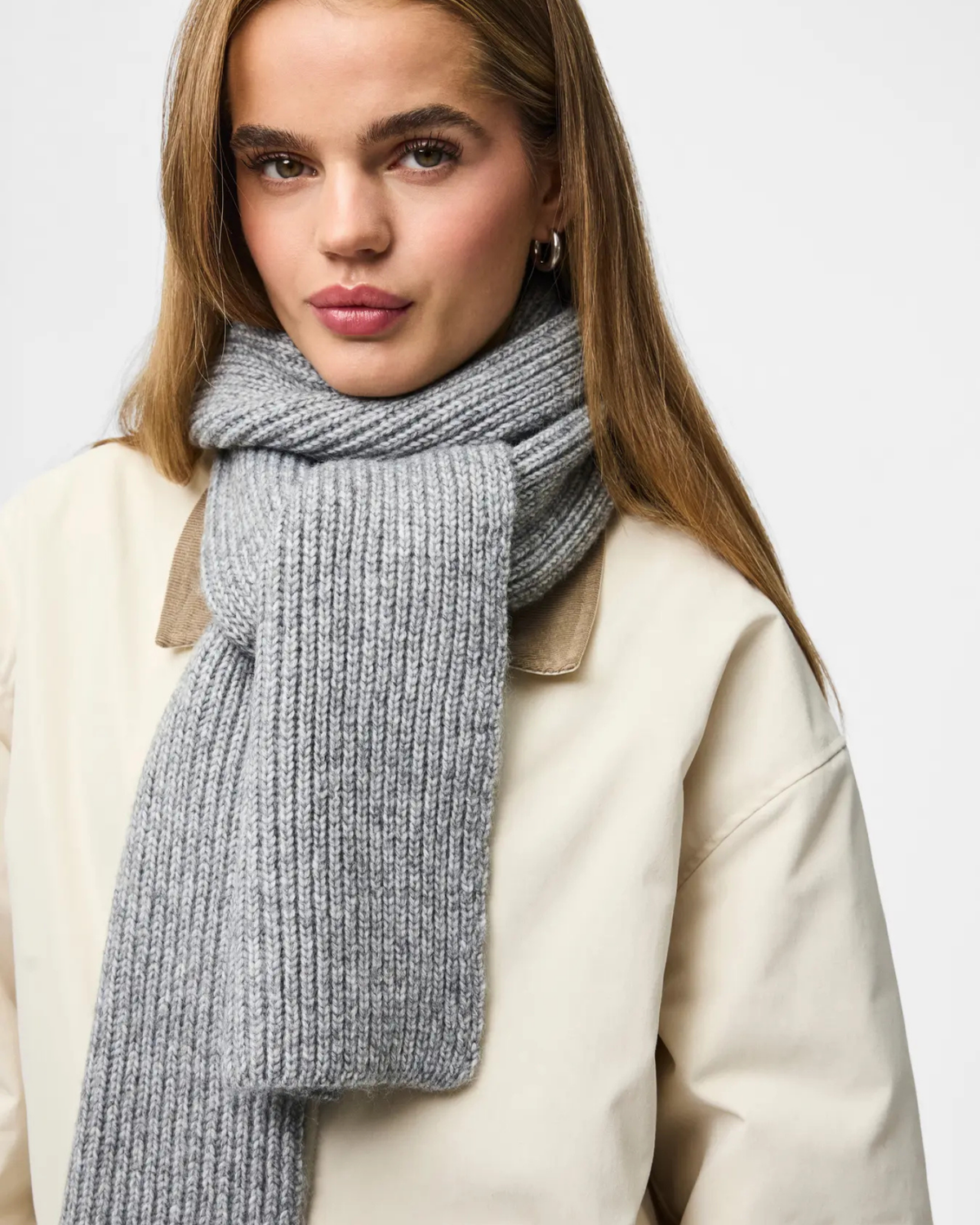 PIECES Medium Grey Melange MELANGE Halstørklæde - 17158964