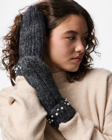 Mørkegrå - Dark Grey Melange - Pieces - Vanter - 17159991