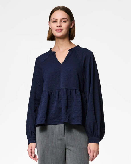 Mørkeblå - Maritime Blue - Pieces - Bluse - 17160337