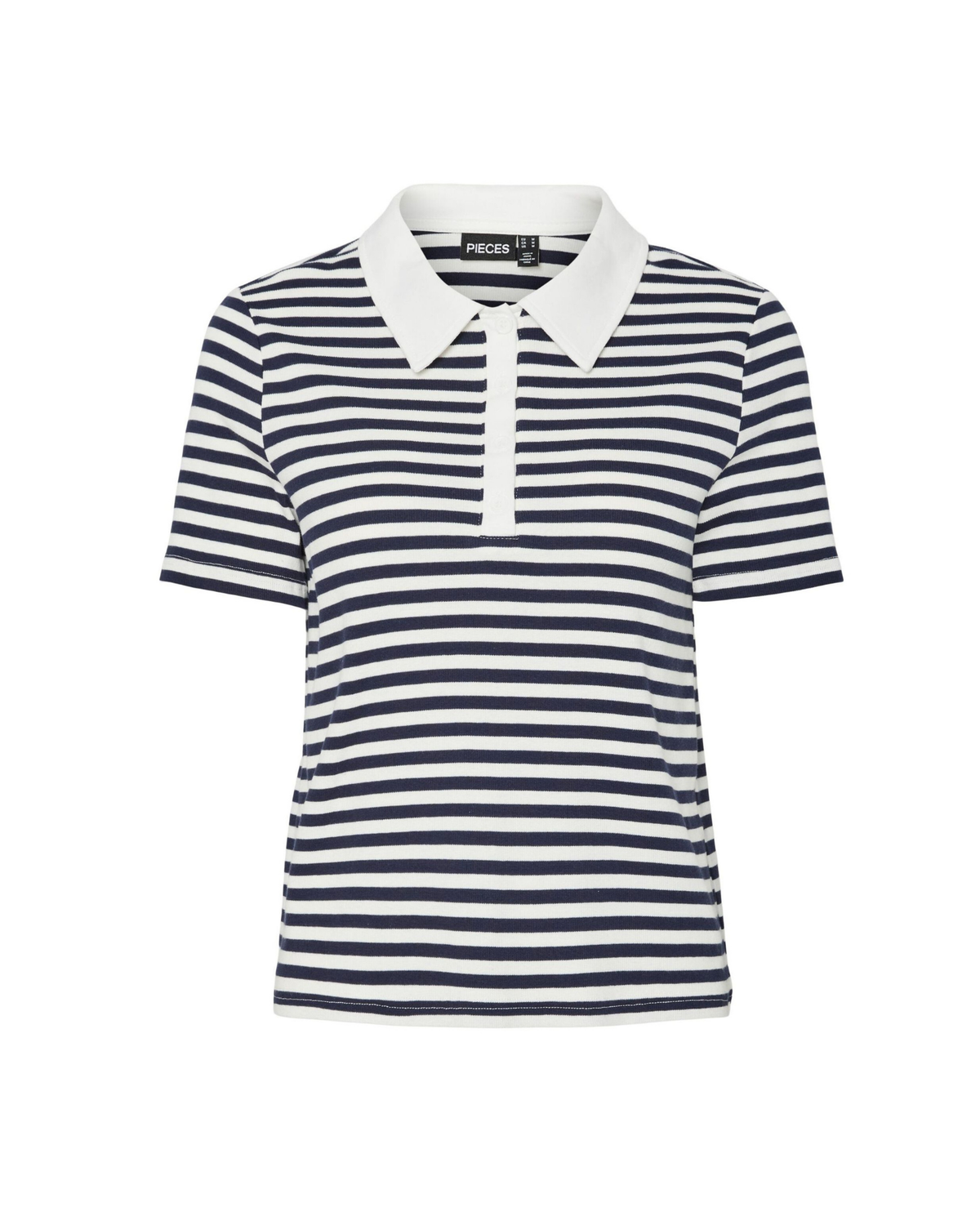 Hvid/Mørkeblå - Maritime Blue - Pieces - Kortærmet bluse - 17161306