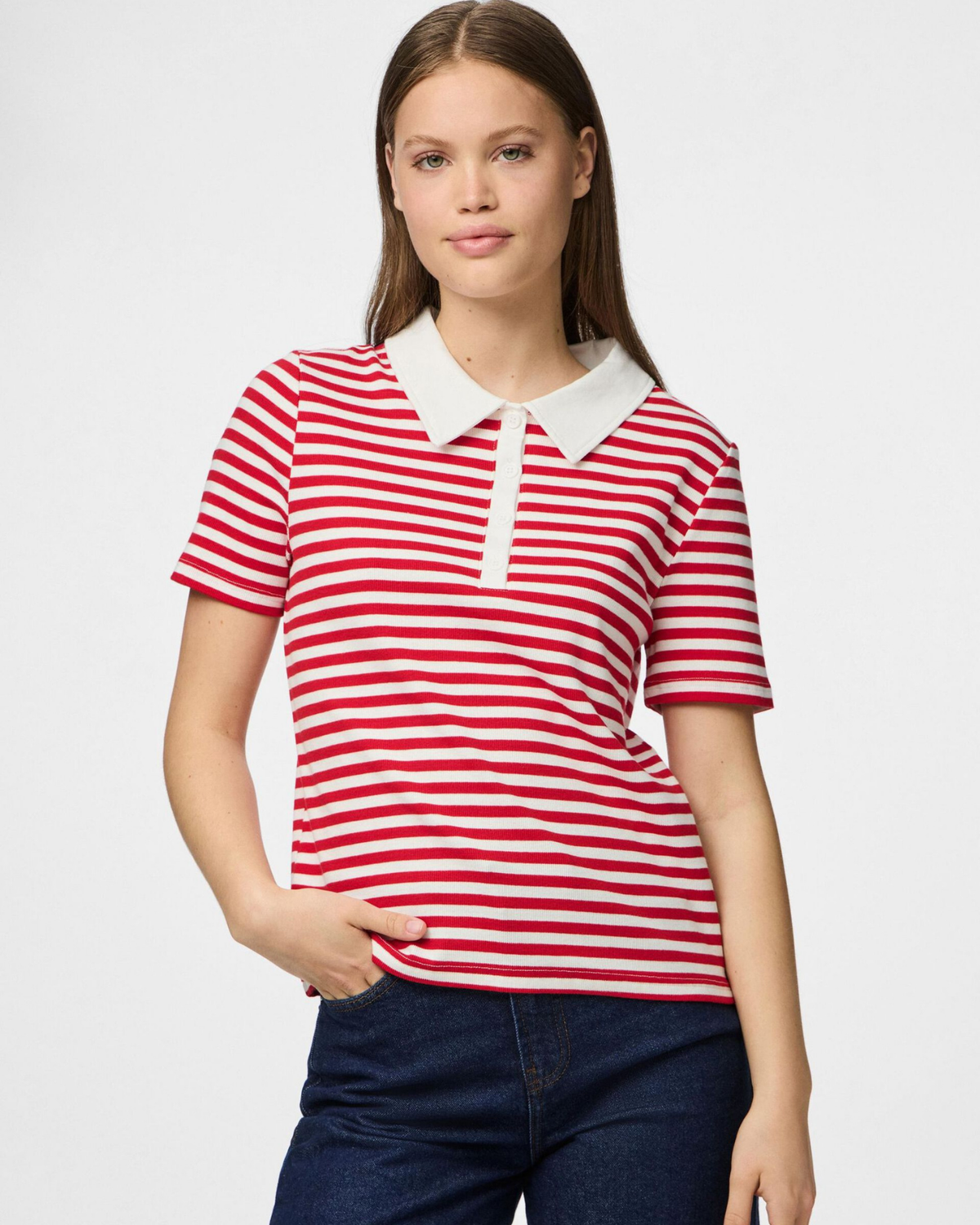Hvid/Rød - Goji Berry - Pieces - Kortærmet bluse - 17161306
