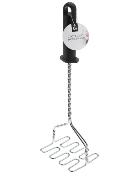 Kartoffelmoser i krom med sort håndtag – 32 cm