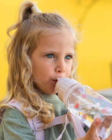 Floral drinking bottle with straw