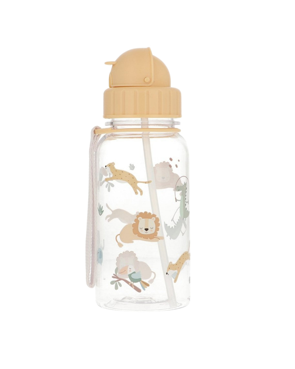 Savannah animal drinking bottle with straw