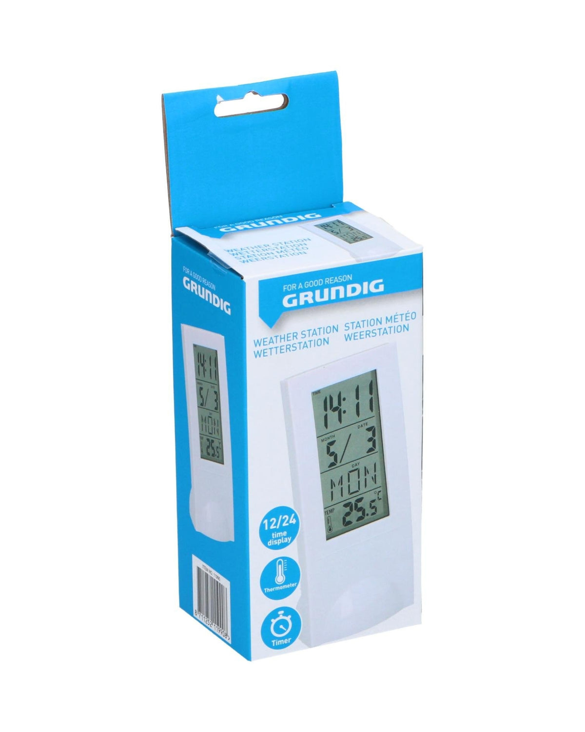 Vejrstation viser tid og temperatur - Grundig