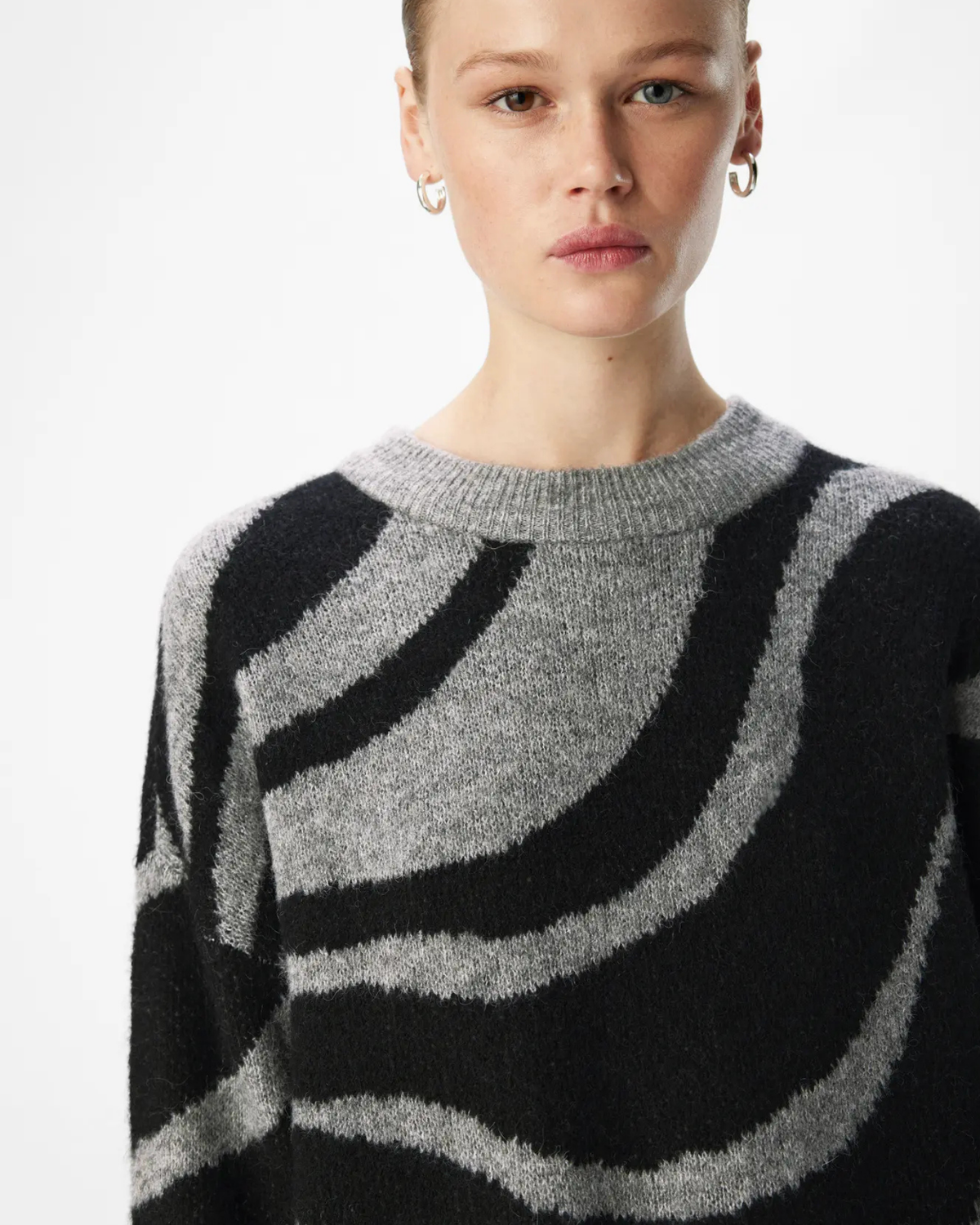 Grå - medium grey - Striktrøje - Object - 23044637