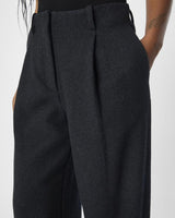 Grey - dark gray melange - Object - trousers - wool - 23045257